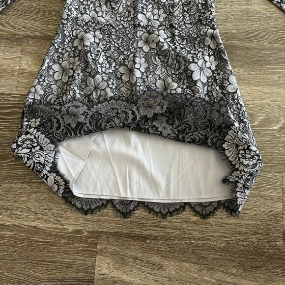 For Love and Lemons Theodora Black Lace Mini Dress Sz Large Floral Ruffle Party - Picture 14 of 16